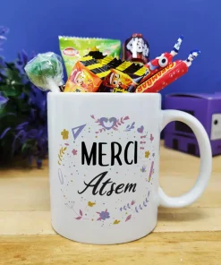 Mug bonbons des années 90 “Merci Atsem” – collection florale