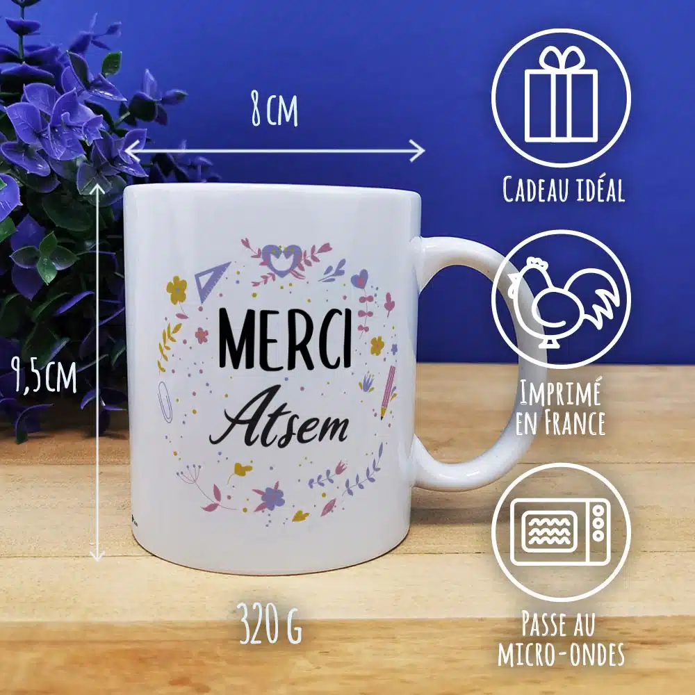 Mug “Merci Atsem” – collection florale – Image 3