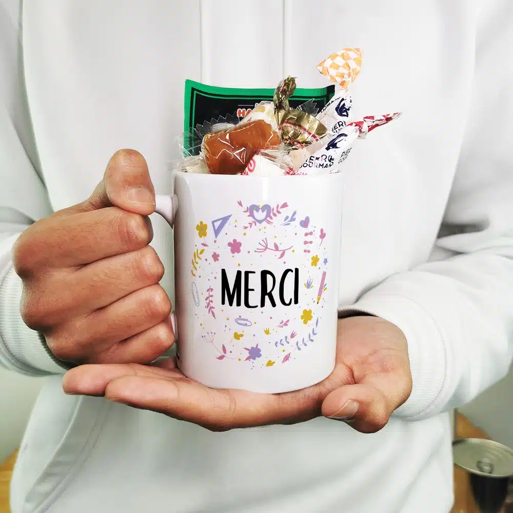 Mug bonbons des années 60 “Merci” – collection florale – Image 4
