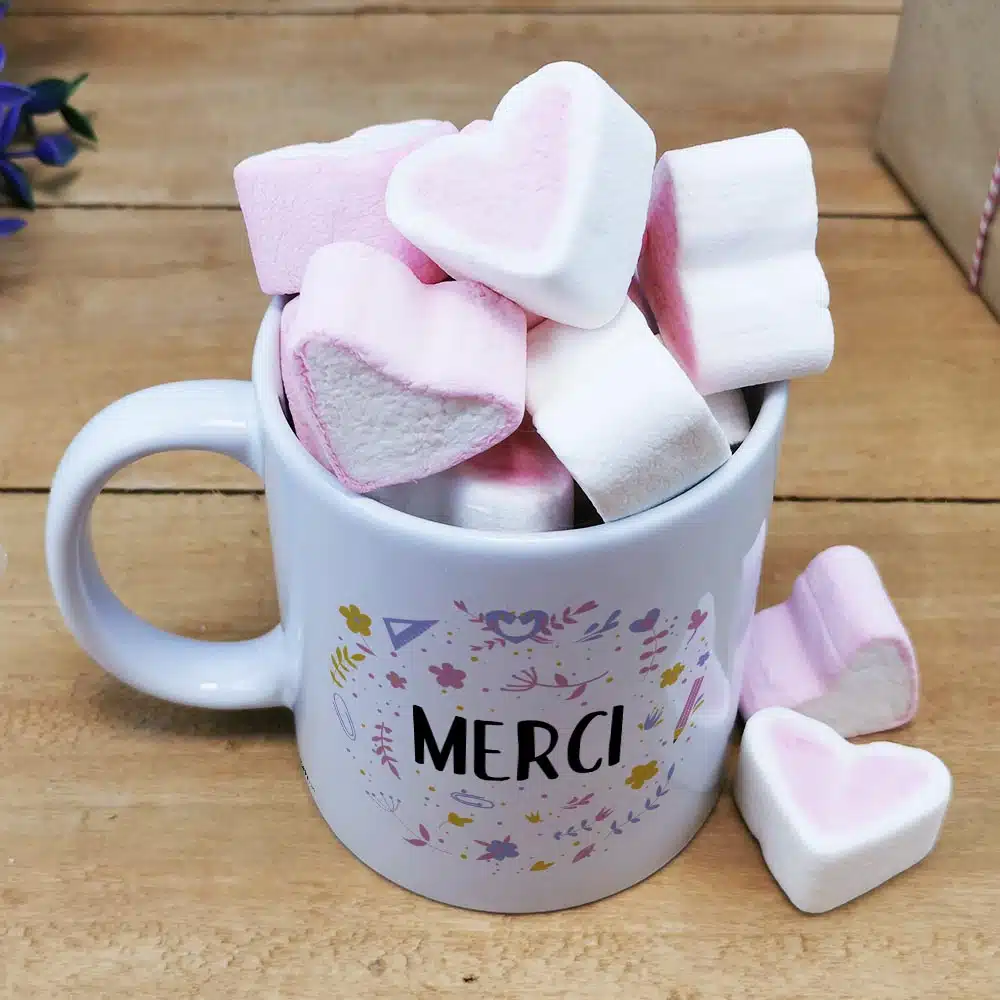 Mug “Merci” floral et ses guimauves coeurs x10 – Image 2
