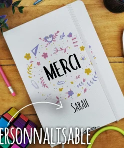Carnet “Merci” floral – cadeau personnalisé