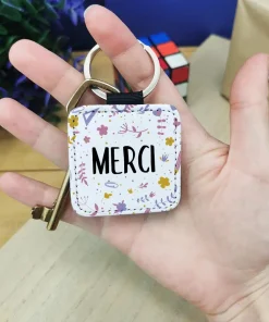 Porte clé “Merci” – collection florale