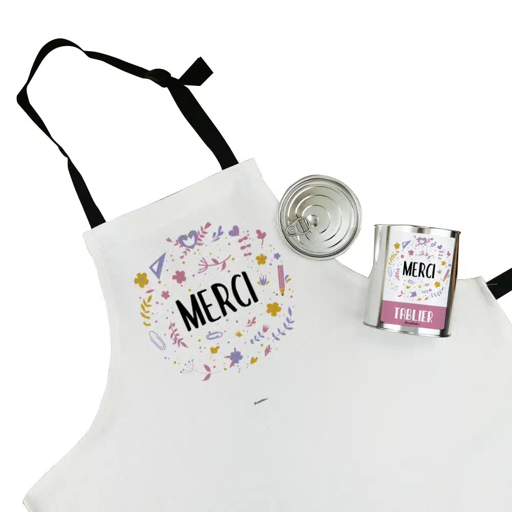 Tablier de cuisine “Merci” personnalisable – collection florale – Image 5