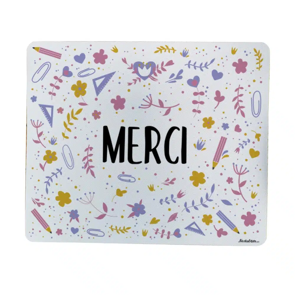 Tapis de souris “Merci” Collection florale – Cadeau personnalisable – Image 4