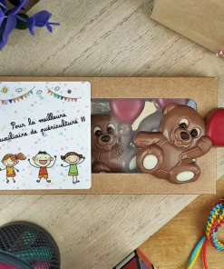 Oursons au chocolat au lait x3 “Pour la meilleure auxiliaire de puériculture”