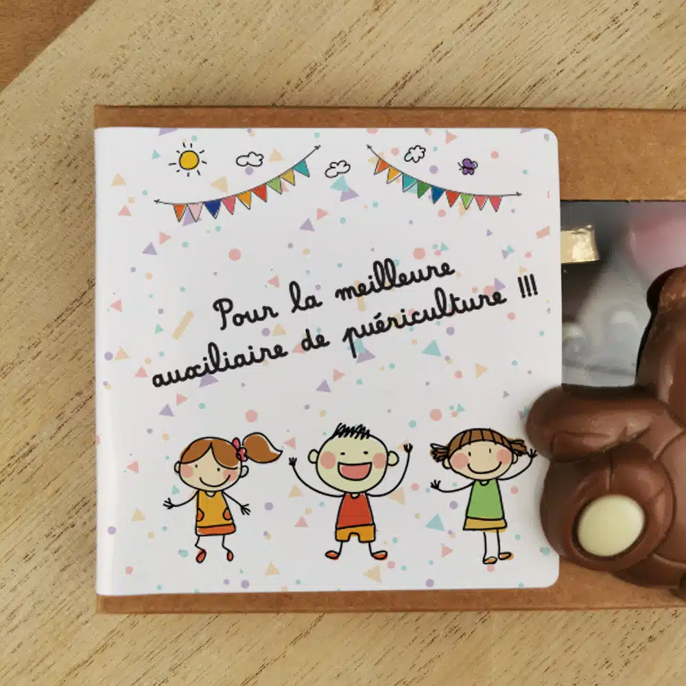 Oursons au chocolat au lait x3 “Pour la meilleure auxiliaire de puériculture” – Image 4