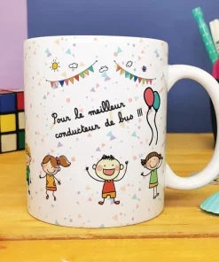 Mug “Pour le meilleur conducteur de bus”  – Cadeau pour la fin de l’année scolaire  : chauffeur de bus