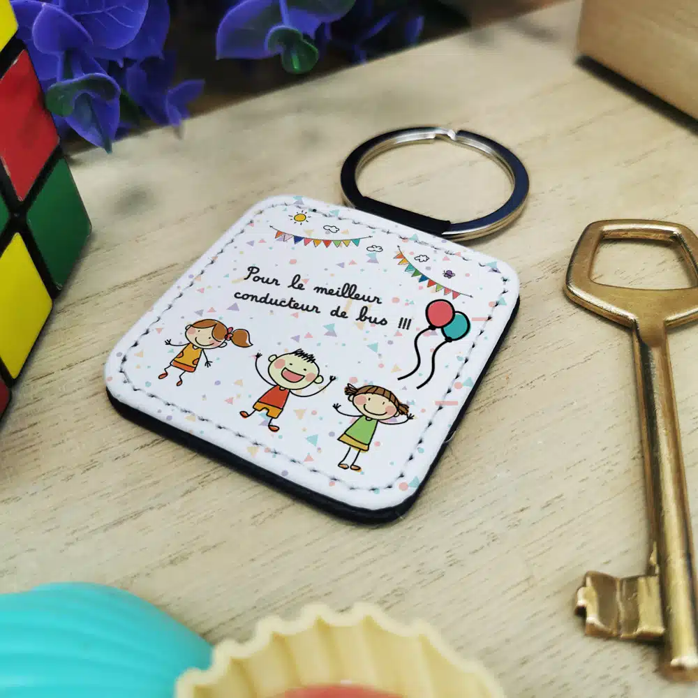 Porte clé “Pour le meilleur conducteur de bus” de la collection “Dessin d’enfants” – Cadeau pour la fin de l’année scolaire : chauffeur de bus
