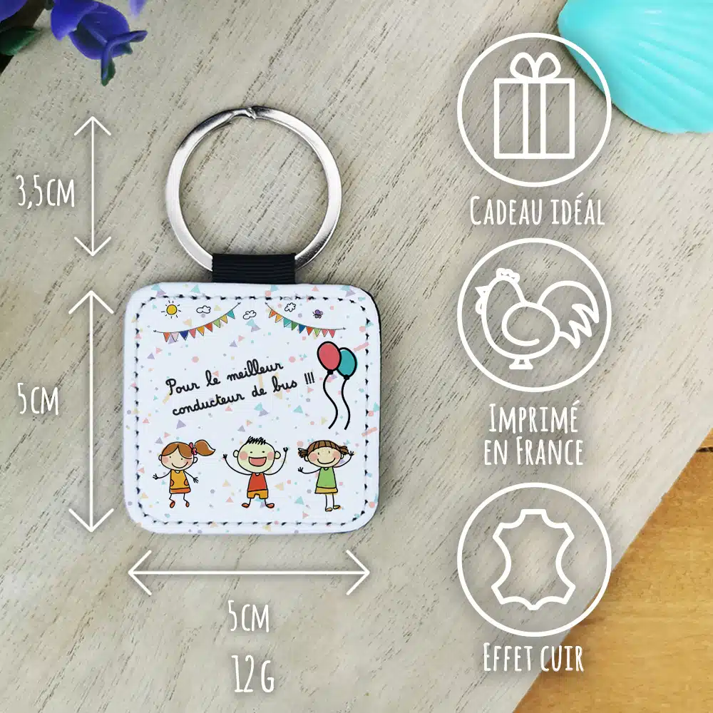 Porte clé “Pour le meilleur conducteur de bus” de la collection “Dessin d’enfants” – Cadeau pour la fin de l’année scolaire : chauffeur de bus – Image 3