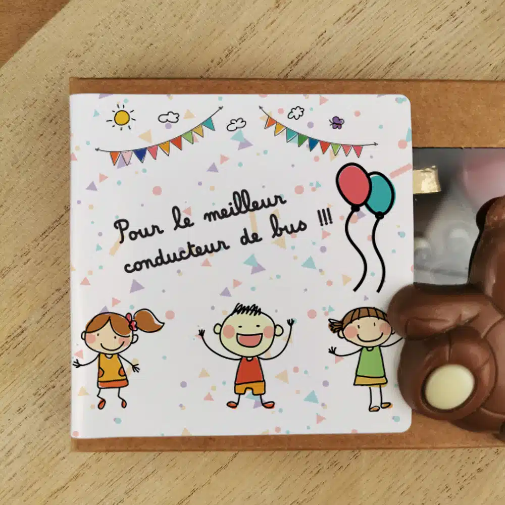 Oursons au chocolat au lait x3 “Pour le meilleur conducteur de bus” – Cadeau pour la fin de l’année scolaire : chauffeur de bus – Image 4