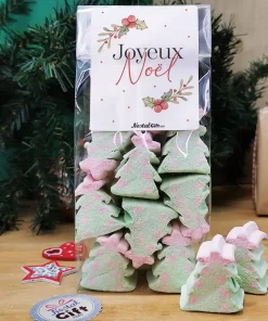 Sachet de guimauve sapin de Noël x 10 – “Joyeux Noël” – Cadeau Noël