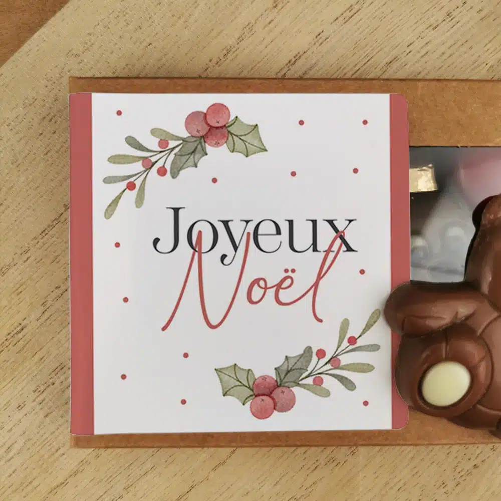 Oursons au chocolat au lait x3 “Joyeux Noël” – Cadeau Noël – Image 4