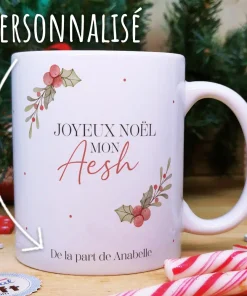 Mug “Joyeux Noël mon Aesh personnalisé” – Cadeau Noël
