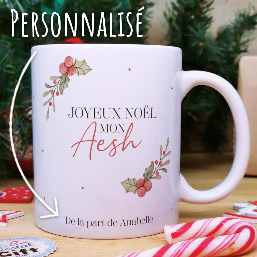 Mug “Joyeux Noël mon Aesh personnalisé” – Cadeau Noël