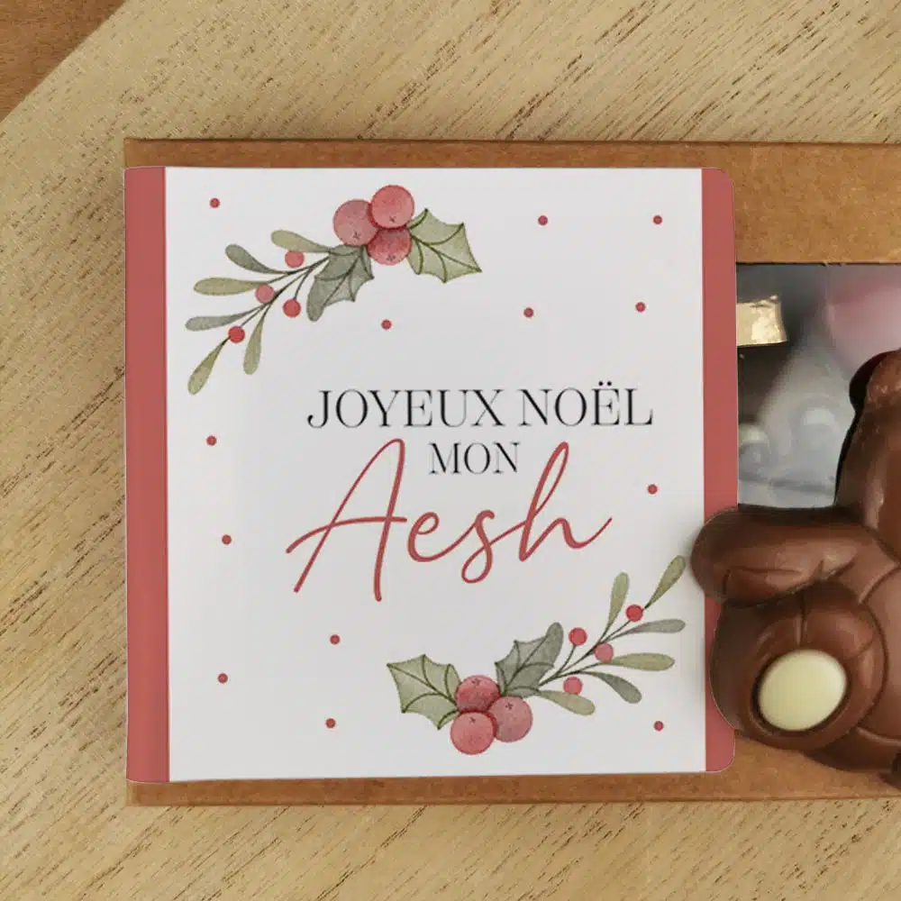 Oursons au chocolat au lait x3 “Joyeux Noël mon Aesh” – Cadeau Noël – Image 4