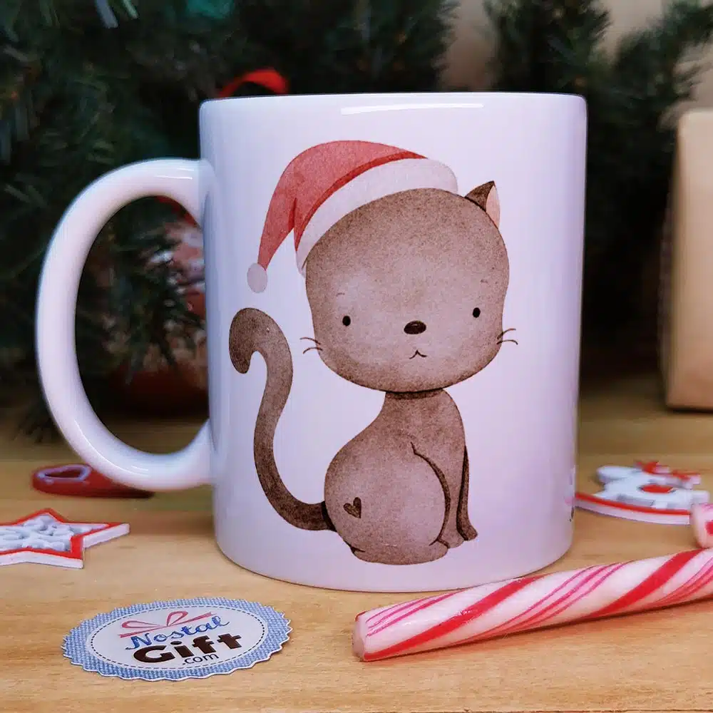 Mug “Joyeux Noël ” personnalisé – Chat de Noël – Cadeau pour Noël – Image 4