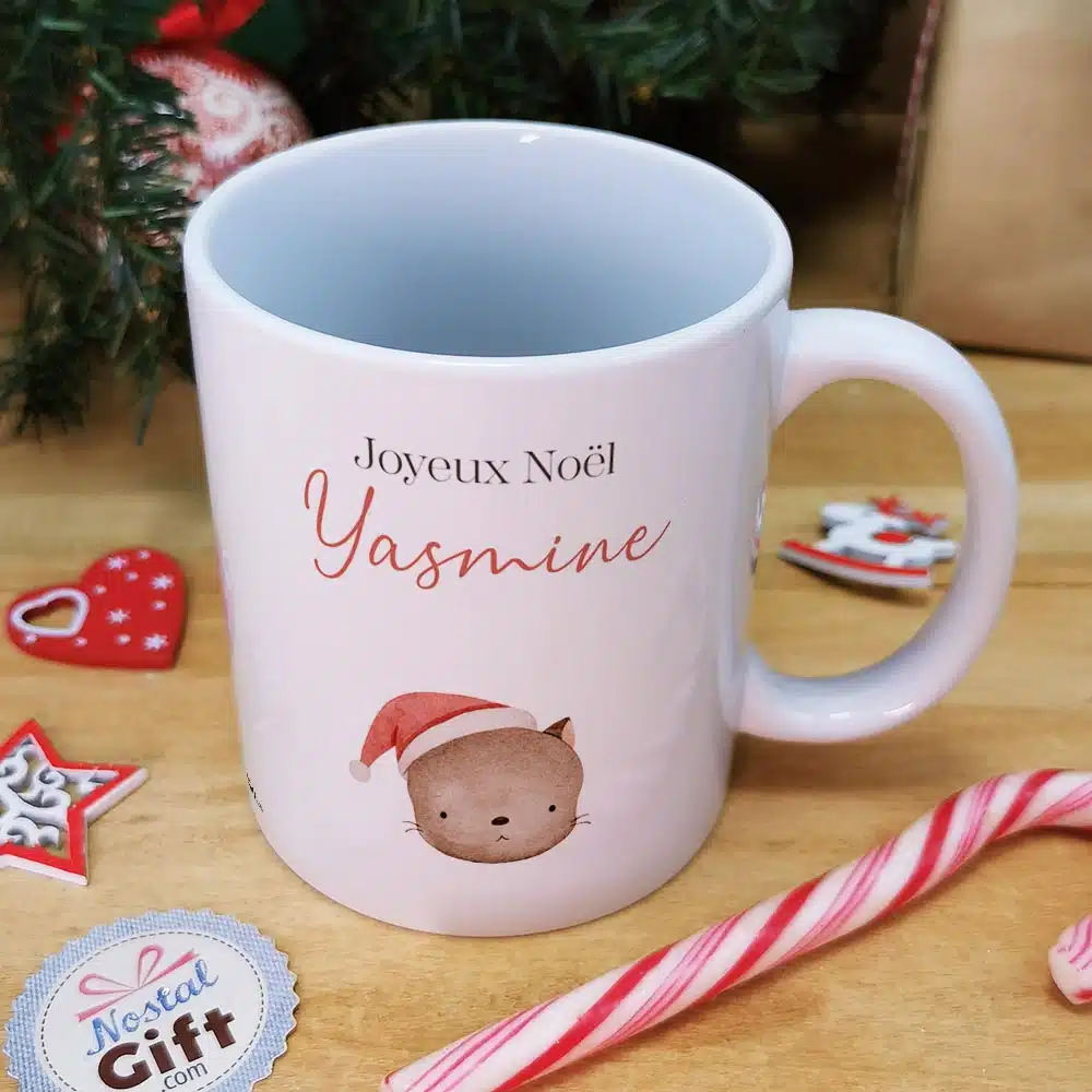 Mug “Joyeux Noël ” personnalisé – Chat de Noël – Cadeau pour Noël – Image 3