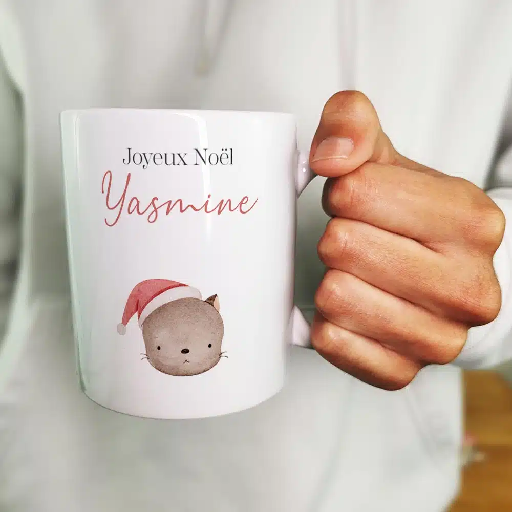 Mug “Joyeux Noël ” personnalisé – Chat de Noël – Cadeau pour Noël – Image 5