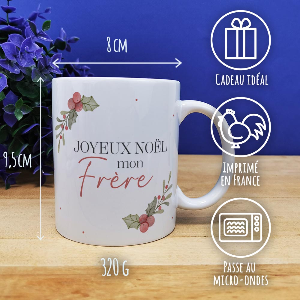 Mug “Joyeux Noël mon frère ” – Cadeau Noël – Image 4