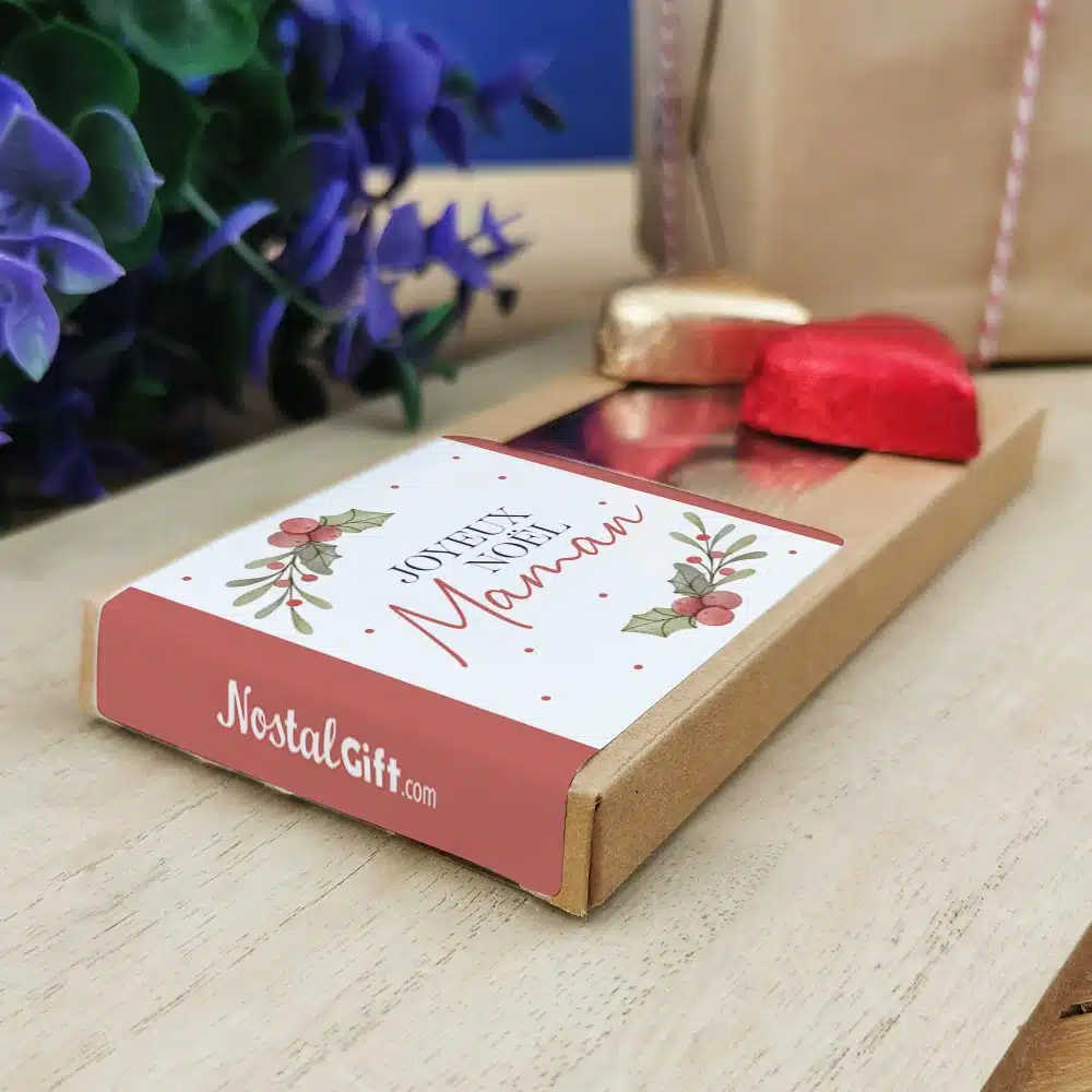 Cœurs au chocolat au lait et chocolat noir praliné x8 “Joyeux Noël Maman” – Cadeau Noël – Image 2