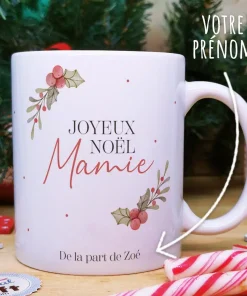 Mug “Joyeux Noël Mamie” personnalisé – Cadeau Noël