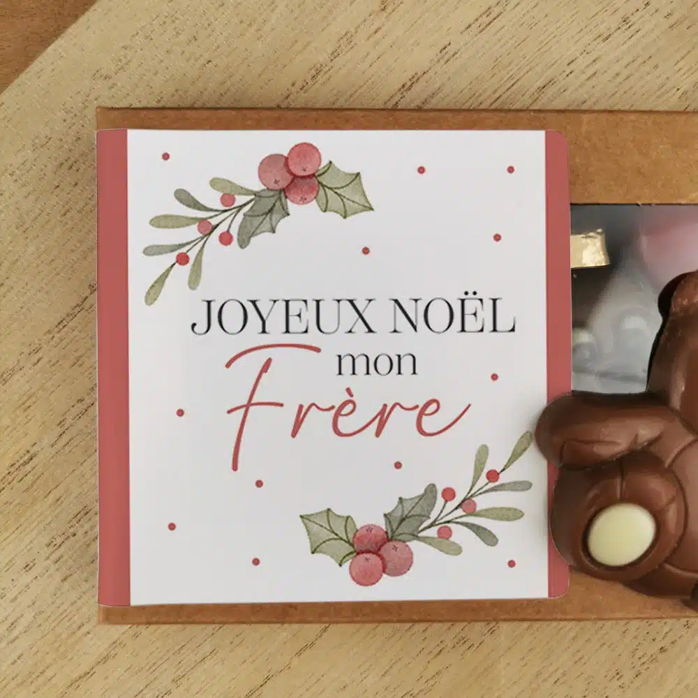 Oursons au chocolat au lait x3 “Joyeux Noël mon frère” – Cadeau Noël – Image 4