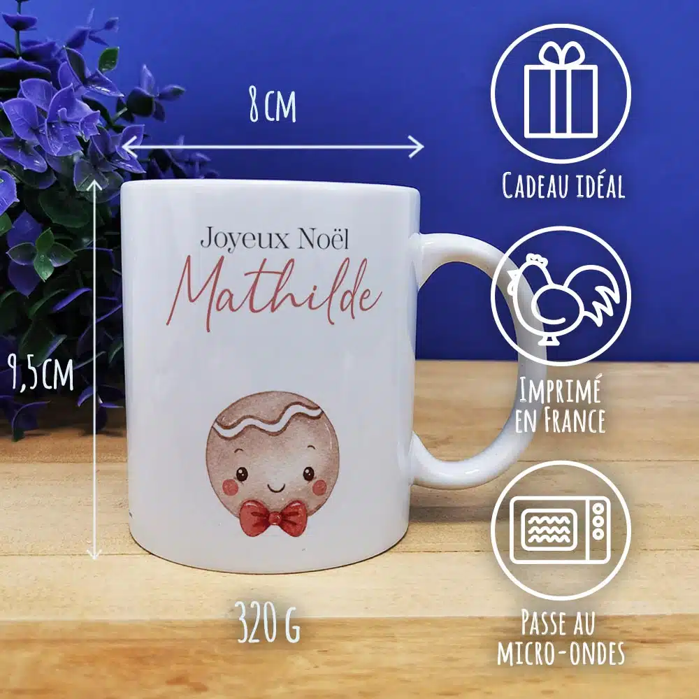 Mug “Joyeux Noël ” personnalisé – Pain d’épice – Cadeau pour Noël – Image 4