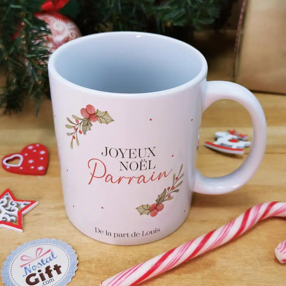 Mug “Joyeux Noël Parrain” personnalisé – Cadeau Noël – Image 2