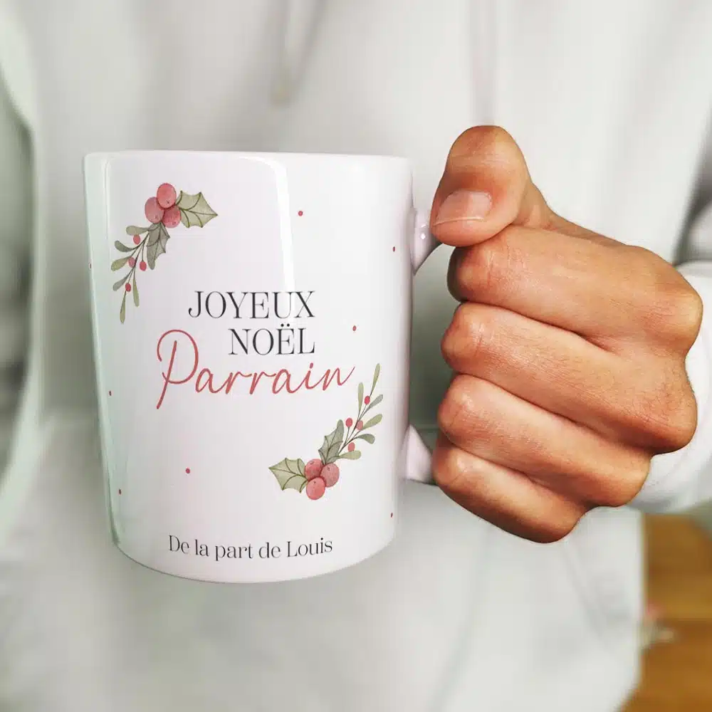 Mug “Joyeux Noël Parrain” personnalisé – Cadeau Noël – Image 4