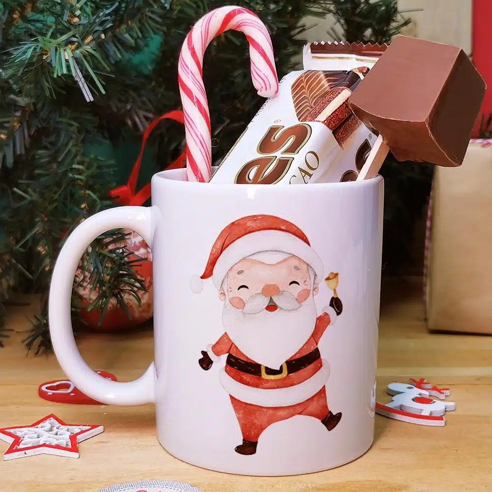 Mug “Joyeux Noël” personnalisé et ses confiseries rétro – Père Noël – Cadeau Noël – Image 2
