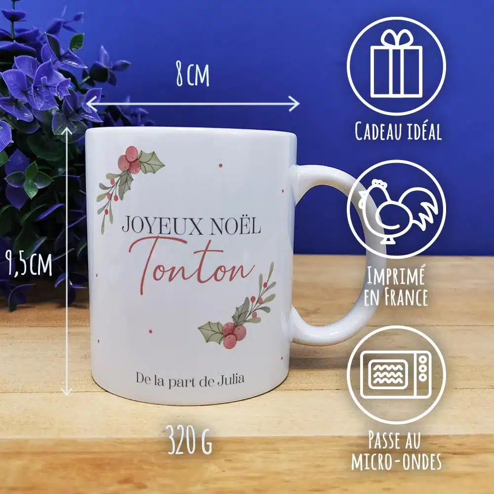 Mug “Joyeux Noël Tonton” personnalisé – Cadeau Noël – Image 3