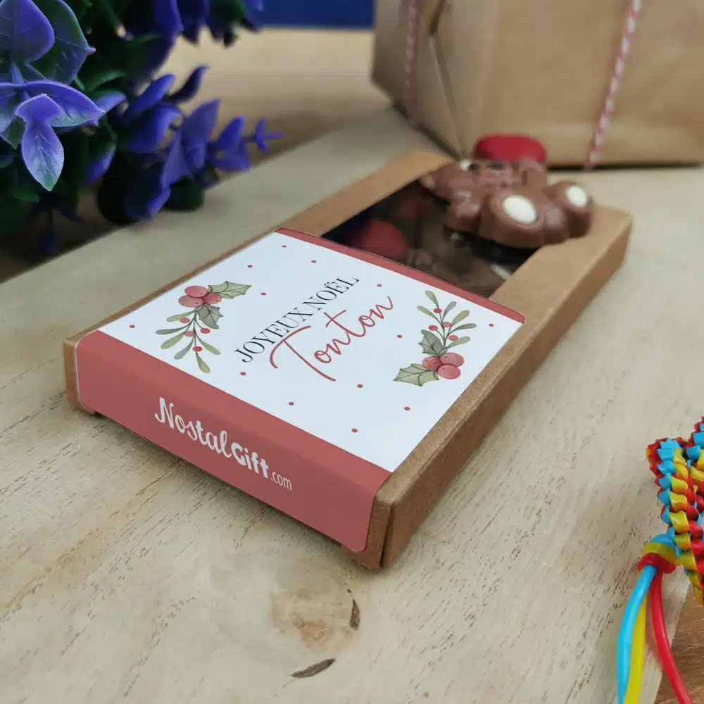Oursons au chocolat au lait x3 “Joyeux Noël Tonton” – Cadeau Noël – Image 2