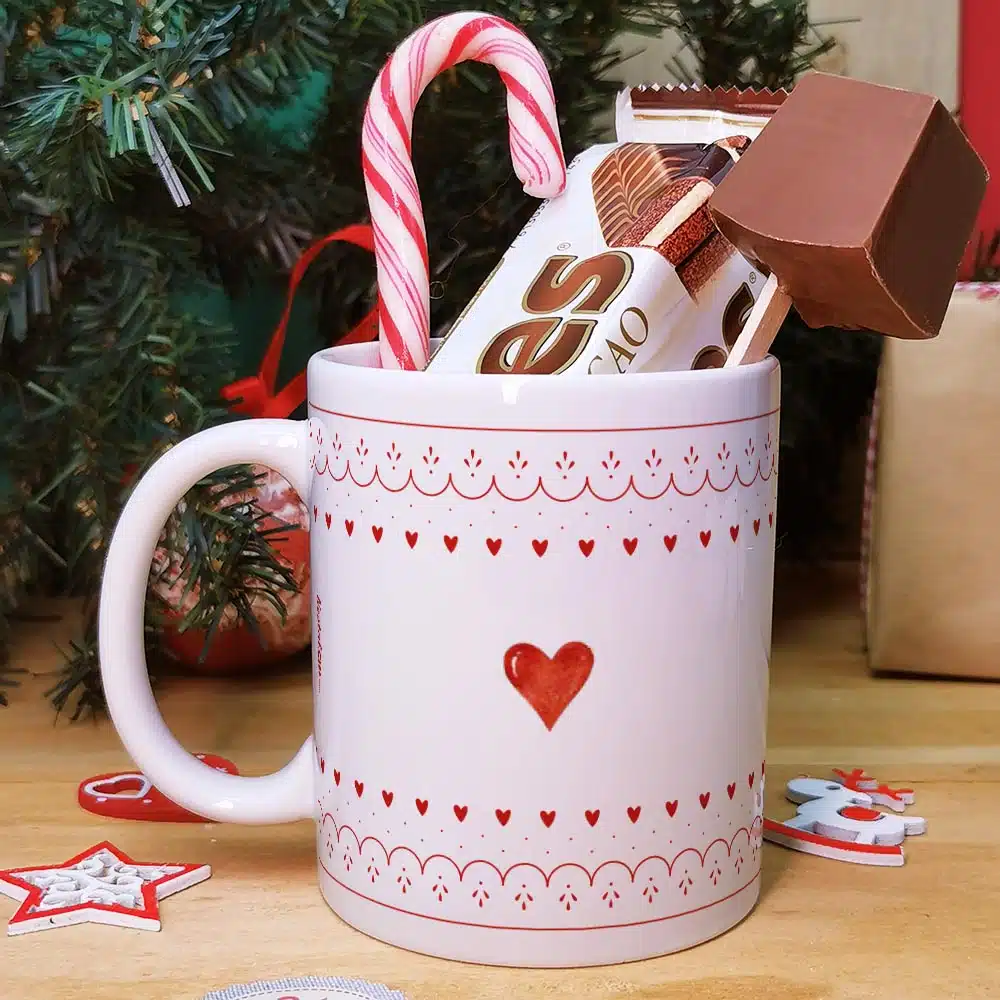 Mug “Le chocolat chaud” personnalisé et ses confiseries rétro – Cadeau de Noël – Image 2