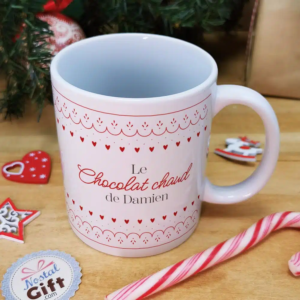 Mug “Le chocolat chaud” – Cadeau pour Noël : mamie, maman – cadeau personnalisé – Image 2