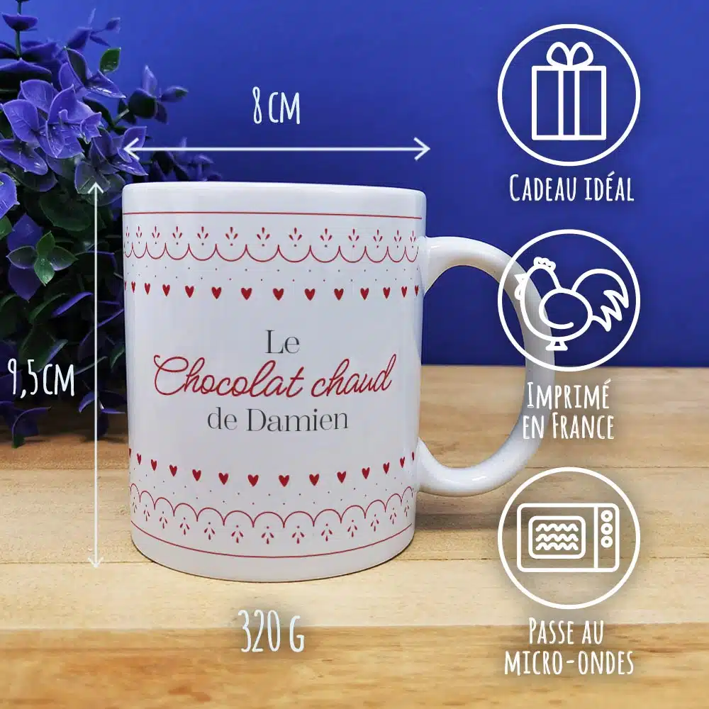 Mug “Le chocolat chaud” – Cadeau pour Noël : mamie, maman – cadeau personnalisé – Image 3
