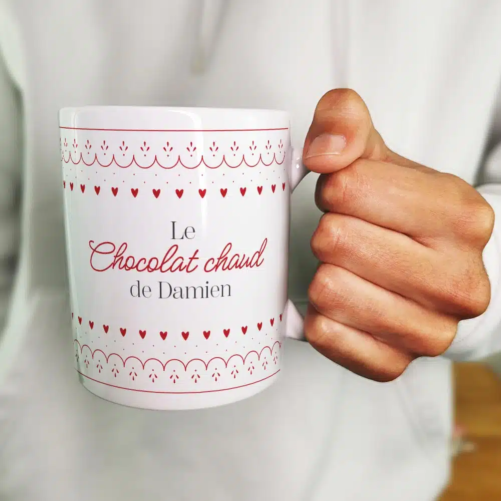 Mug “Le chocolat chaud” – Cadeau pour Noël : mamie, maman – cadeau personnalisé – Image 4