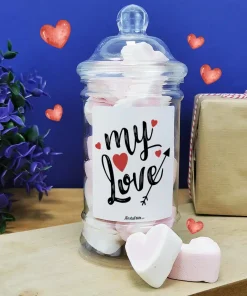 Bonbonnière coeurs guimauve  “My Love” – Cadeau Saint Valentin