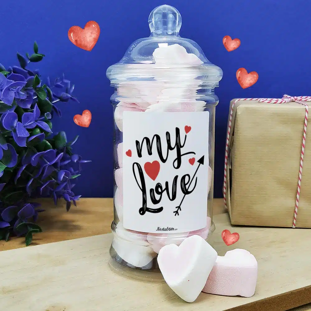 Bonbonnière coeurs guimauve “My Love” – Cadeau Saint Valentin