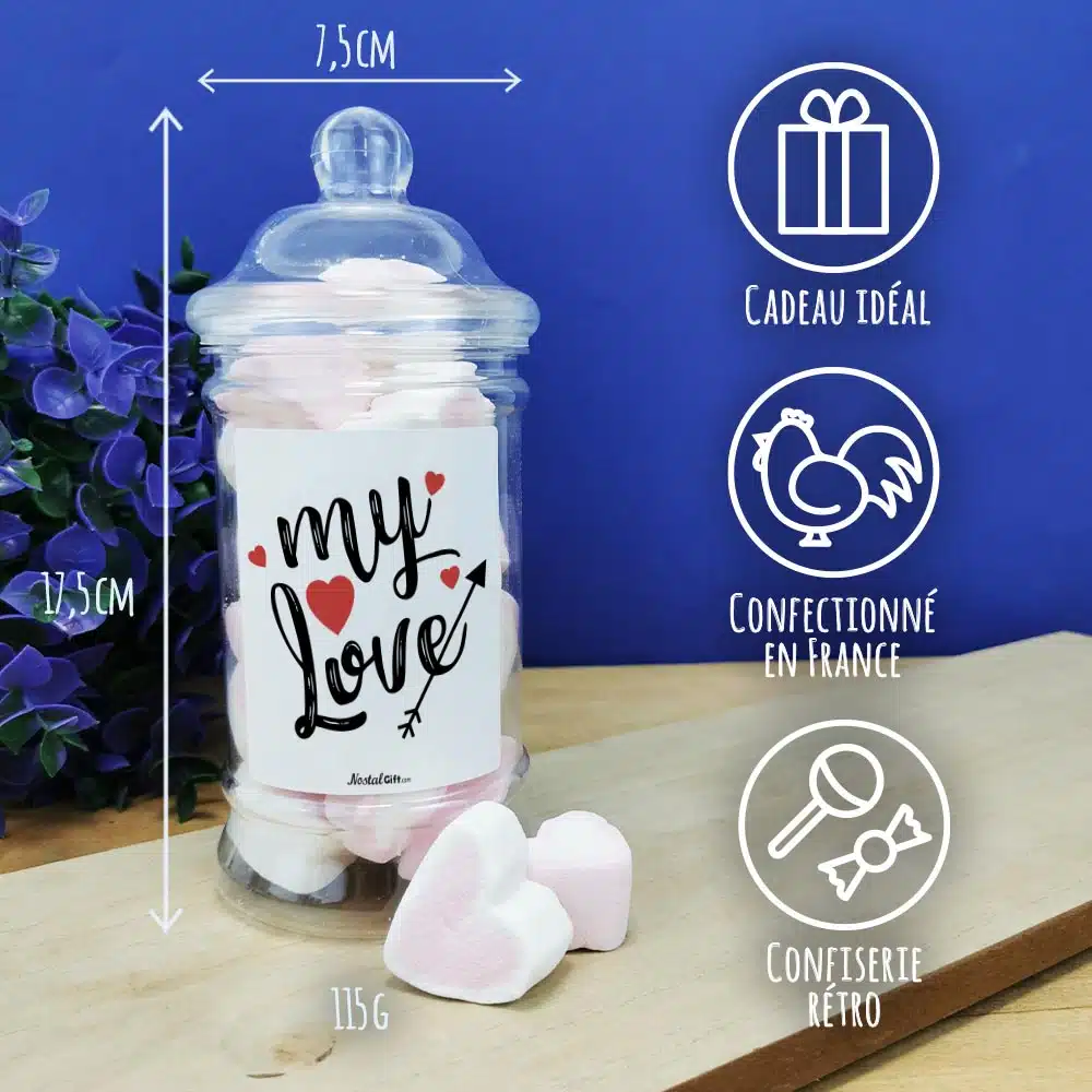 Bonbonnière coeurs guimauve “My Love” – Cadeau Saint Valentin – Image 3