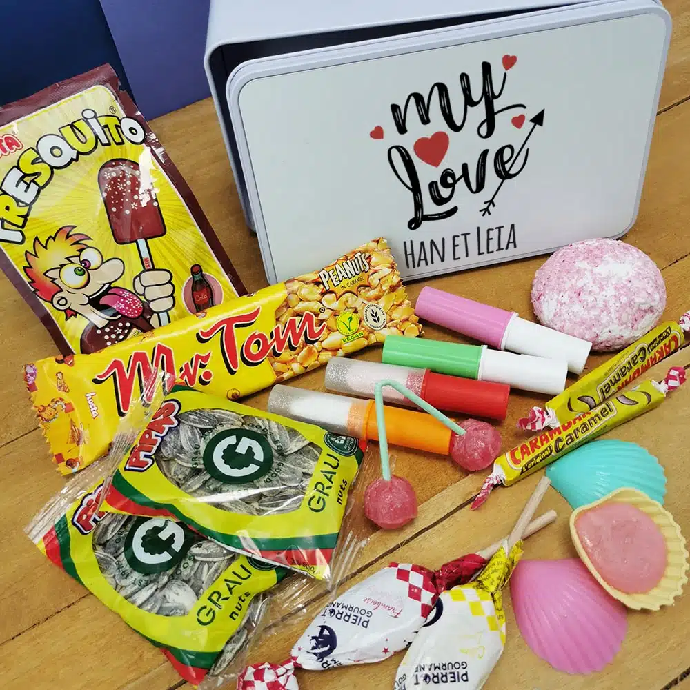 Coffret bonbons des années 70 “My Love” (Boîte en métal) – cadeau personnalisé – Image 3