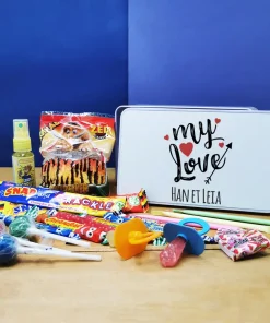 Coffret bonbons des années 90 “My Love” (Boîte en métal) – cadeau personnalisé