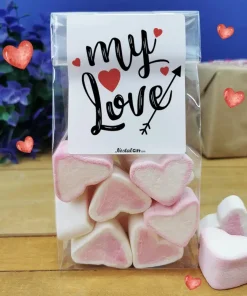 Sachet Gros Coeur en guimauve x 15 – “My Love”