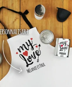 Tablier de cuisine “My Love” – Cadeau Saint Valentin personnalisé