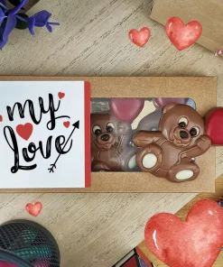 Oursons au chocolat au lait x3 “My Love”  – Cadeau Saint Valentin