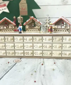 Calendrier de l’avent – Marché de noël lumineux en bois et éclairage led