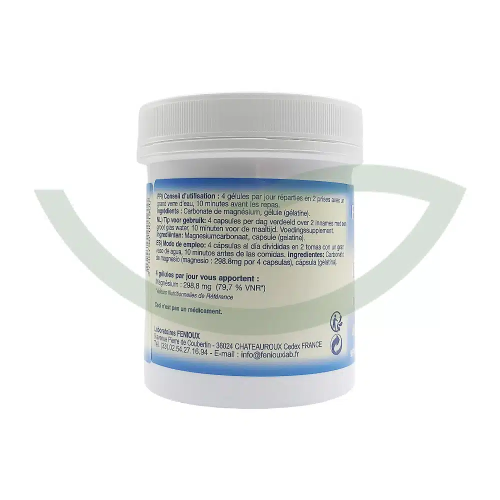 Carbonate de magnésium – 200 gélules – Laboratoires Fenioux – Image 2
