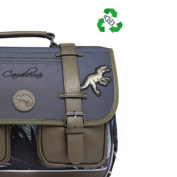Cartable 38 cm vintage Gris (Grey Tropical) – Caméléon – CP CE1 CE2 – Image 2