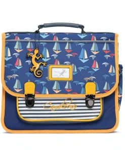 Cartable 35 cm rétro Bateau Bleu – Caméléon – Stripes Sailboat- Maternelle et CP