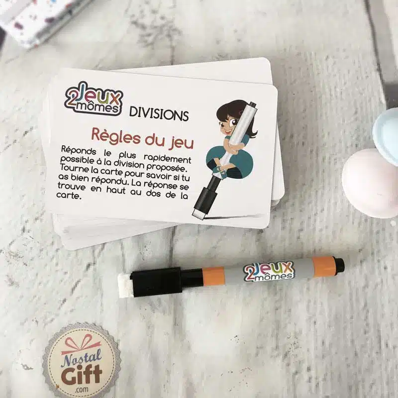 Cartes éducatives effaçable “Spéciales Calculs – Divisions ” x36 (+1 feutre effaçable) – Image 3