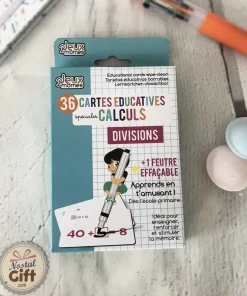 Cartes éducatives effaçable “Spéciales Calculs – Divisions ” x36 (+1 feutre effaçable)